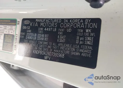 2013 Kia Sportage Lx from USA, damaged, VIN KNDPB3A26D7391968